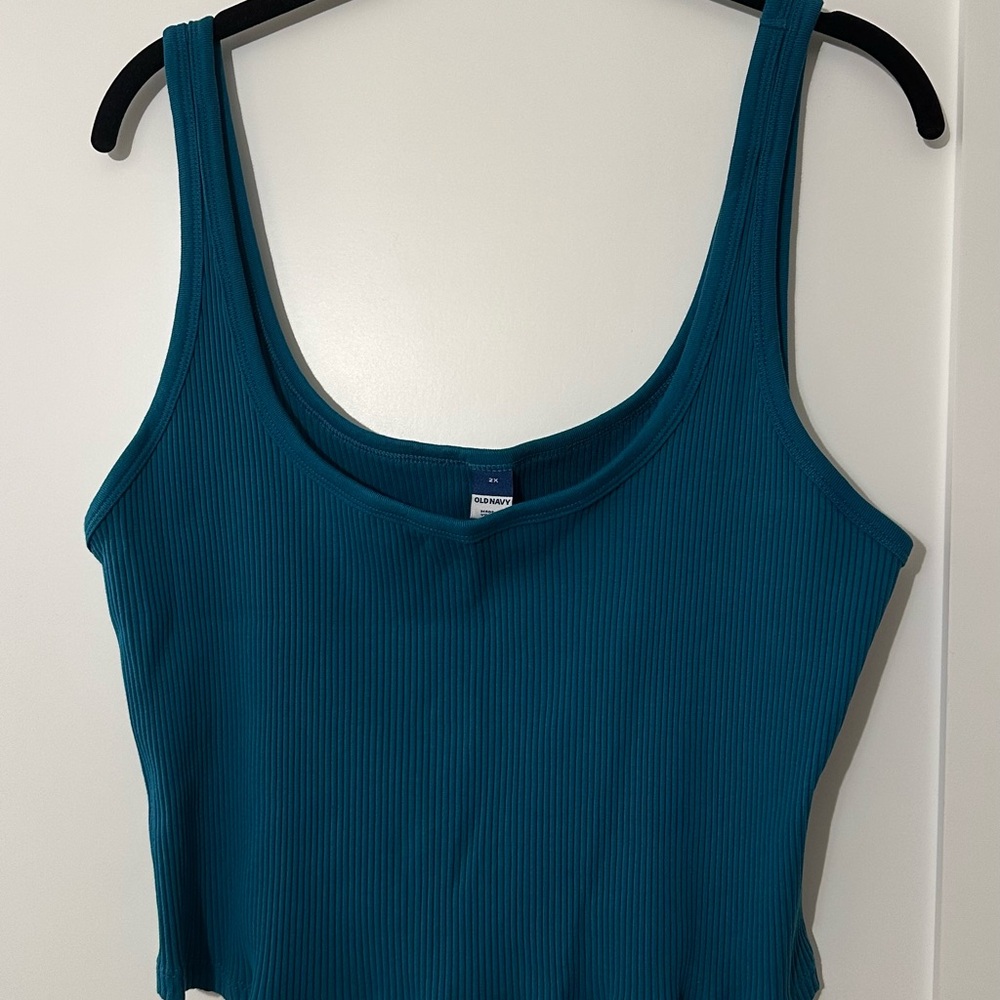 Teal Ribbed Crop Tank